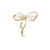 Women Brooch Faux Pearl Hollow Bow Decor Stainless Exquisite Vintage Anti-slip Wear-resistant Coat Collar Hat