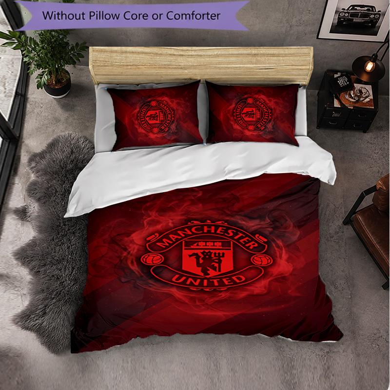 Manchester United Themed Bedding 3Pcs Duvet Cover Set Decorative Bed Linen For Teen Room Home Decoration