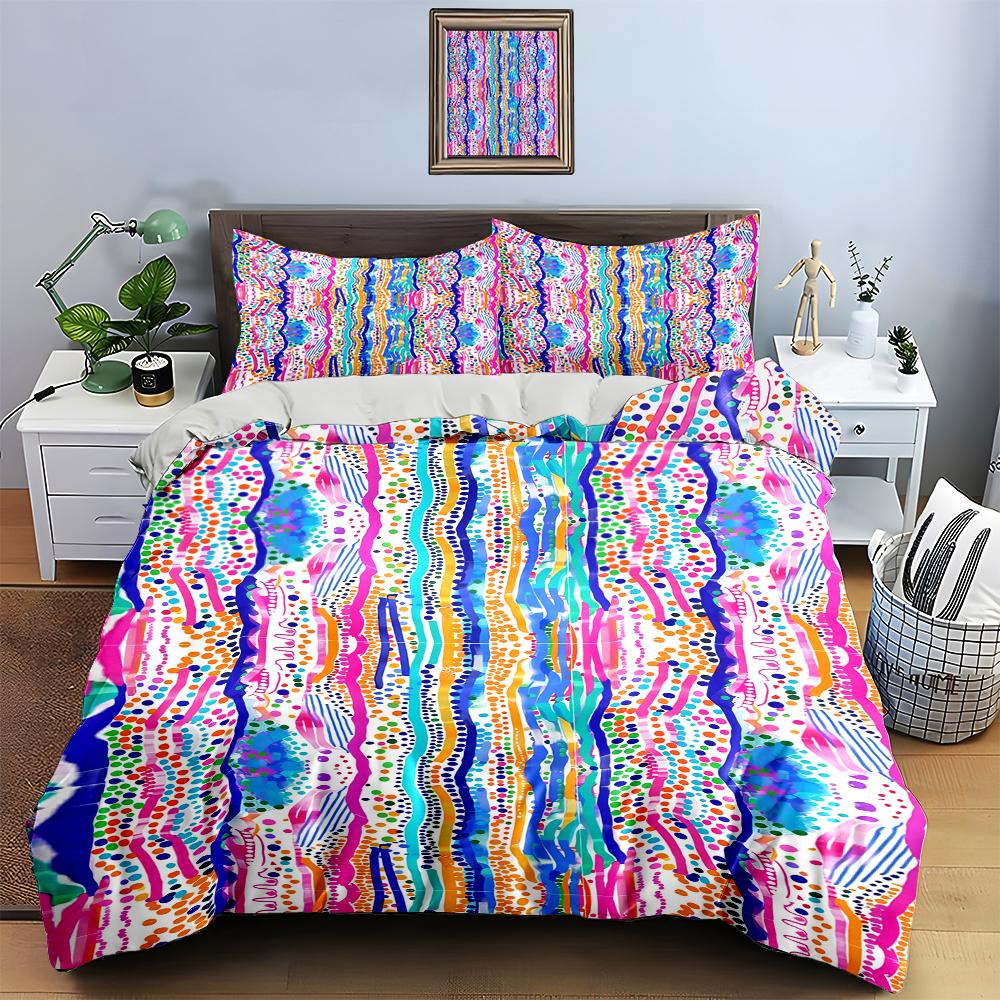 Vibrant, wavy, abstract. Bedding Duvet cover sets Duvet covers Pillowcases gifts (1 * Duvet Cover 2 * Pillowcases, without duvet insert)