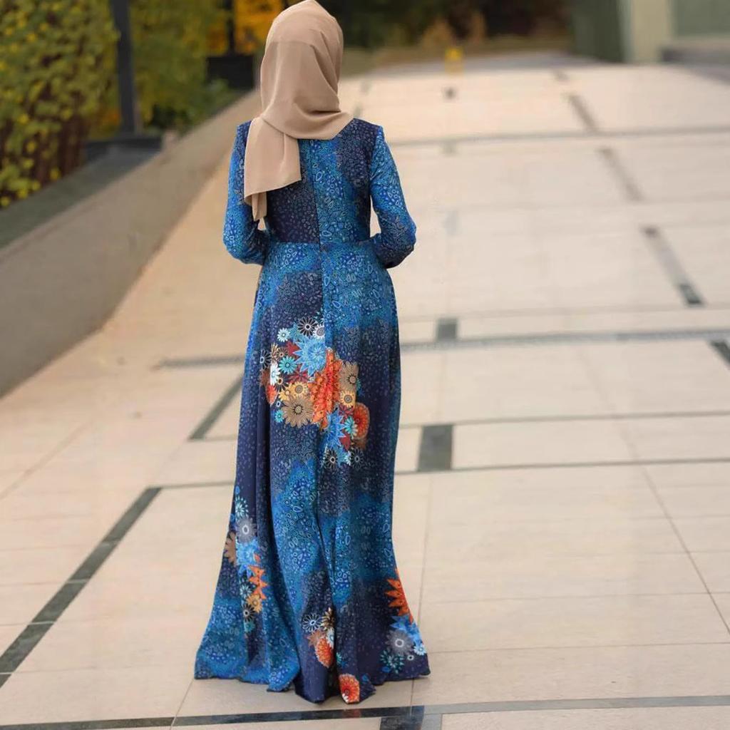 Женское элегантное длинное платье с круглым вырезом и длинными рукавами