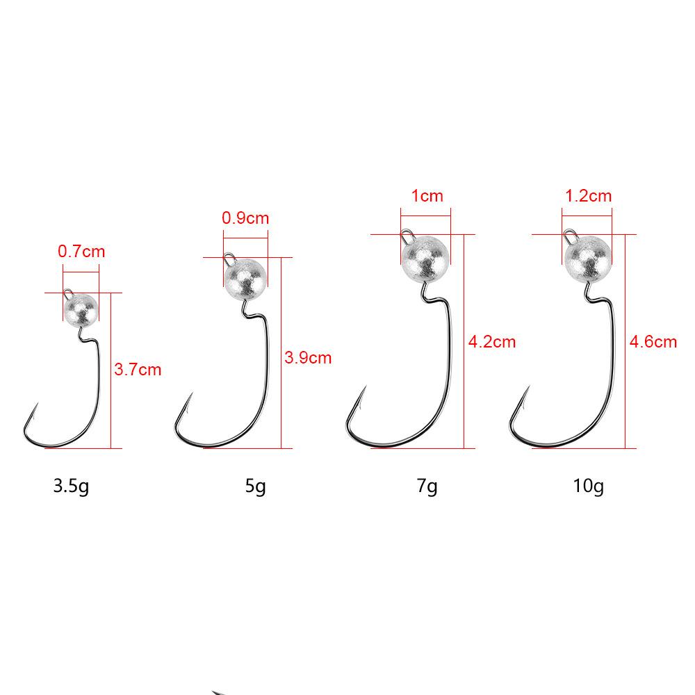 5 шт. 3,5 г/5 г/7 г/10 г Открытый джиг-головка Рыболовный крючок Крючок для мягких приманок Джиг-крючок Крючок для кренка Оснастка для ловли окуня и щуки