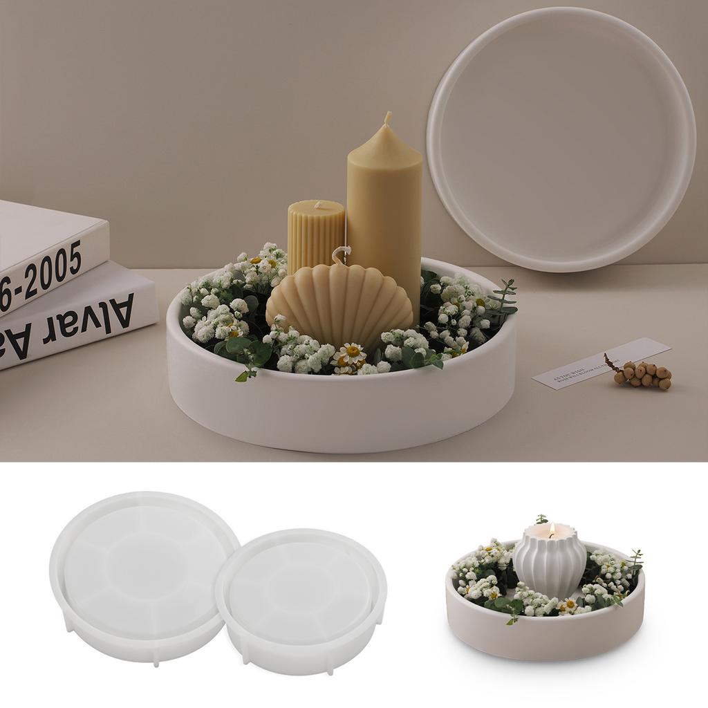 Round Storage Bowl Silicone Molds Candle Tray Molds Plaster Molds Epoxy Resin Molds Castings Molds Flower Pots Molds