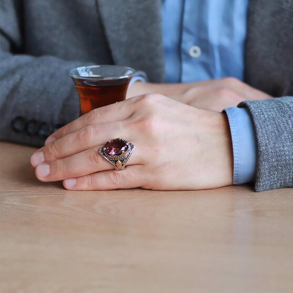 Серебряное мужское кольцо с драгоценным камнем Zultanite, мужское кольцо из султанита с изменением цвета, кольцо с турецким диаспорным камнем, идея подарка для мужчин