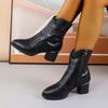 Fashion Retro Versatile Woman Shoe Winter New Round Toe Mid Heel Shoes Fashion Temperament Women Ankle Boots Non Slip Womens Cotton Shoe