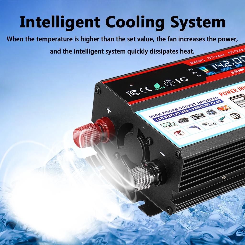 4 USB DC12/24V в AC 110V/220V Солнечный Автомобильный Инвертор Модифицированная Синусоида Преобразователь Напряжения Автомобильный Адаптер ЖК-дисплей