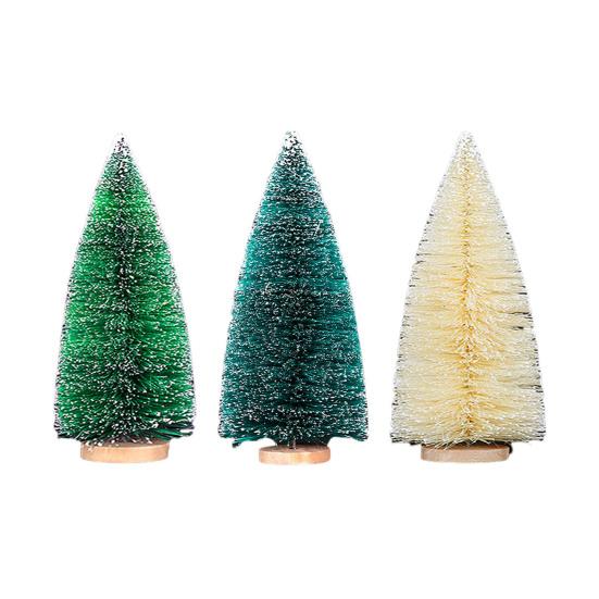 3Pcs Artificial Mini Christmas Tree Set with Snow Frosted Tips 3.5-15cm