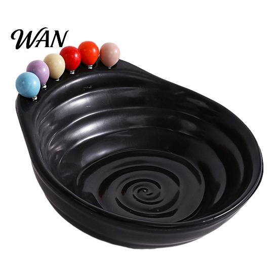 Kitchen Fruit Serving Set Bowl with 6 Colorful Forks Large Capacity Spiral Hygienic Bottom Fork Storage Hole for Snacks And Parties Dopamine Color