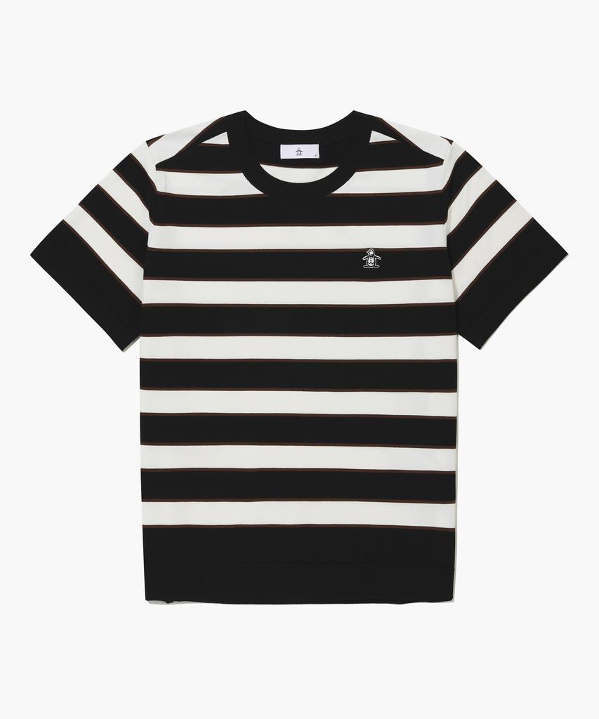 Meonsingweeo Women'S Striped Round Sweater Black Mr322Lsw71