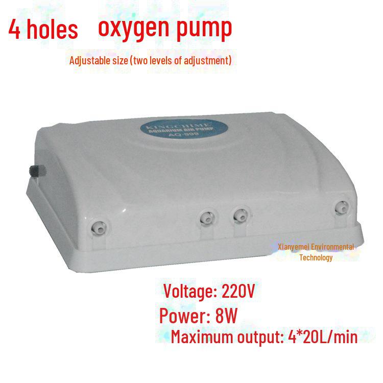Компактный бесшумный кислородный насос для аквариума с двумя отверстиями, шлангом и диффузором
