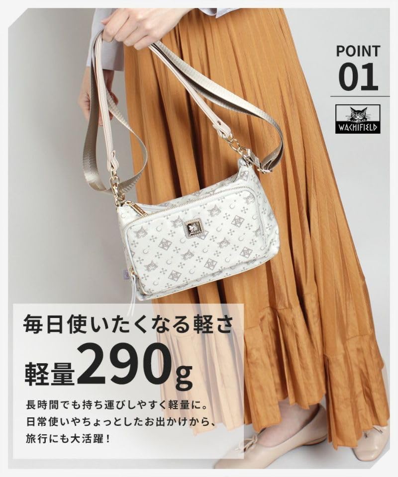 Shoulder Crossbody Cat Dayan the Cat Oak [Wachifield] Women's Bag, Bag, Monogram, Stylish, Cat, Pattern, WTSK-01 wtsk-01-oak-2