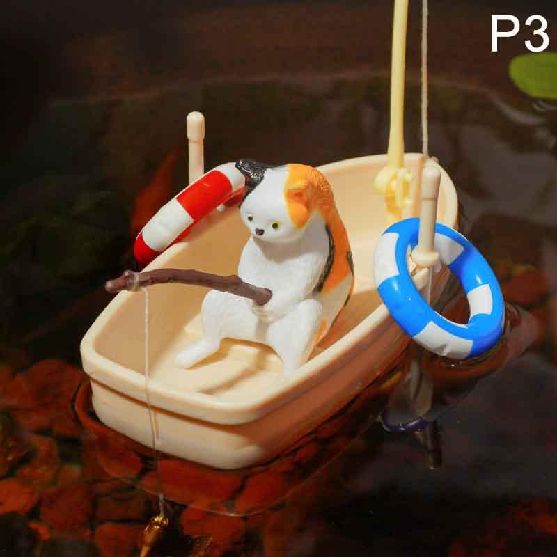 Mini Simulation Small Boat Fishing Boat Model Fish Tank Decor Diy Fishing Boat Miniature Landscape Simulation Toys For Children