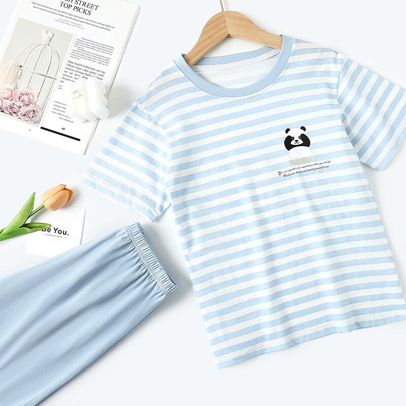 Bingxue Mumu Boys' Summer Pure Cotton Short Pajama Set