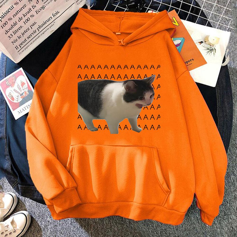 Милые толстовки с рисунком кота и мема унисекс эстетическая одежда осень-зима флисовые толстовки повседневные с длинным рукавом Sudadera смешные