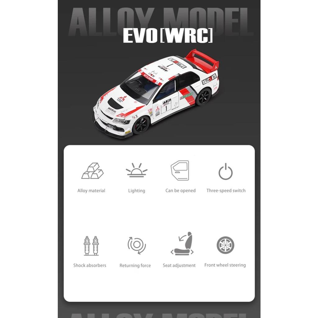 1/32 Mitsubishi Lancer Evolution EVO WRC Металлическая модель автомобиля Игрушка Литье под давлением Металлическое литье Звук и свет Автомобильная игрушка для детей Транспортное средство