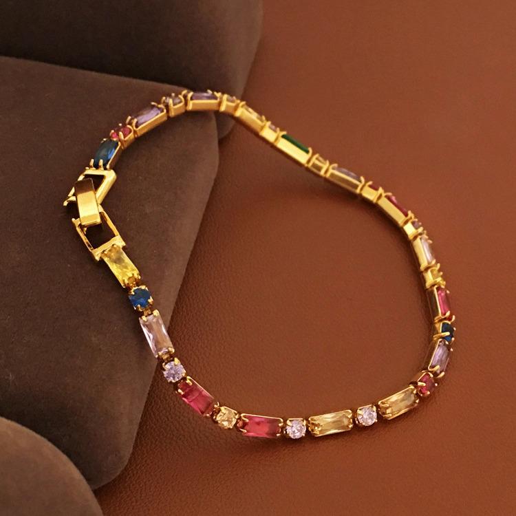 Корейский браслет с цветным контрастным цирконием: Ретро-дизайн, модные украшения в стиле Ins 1147