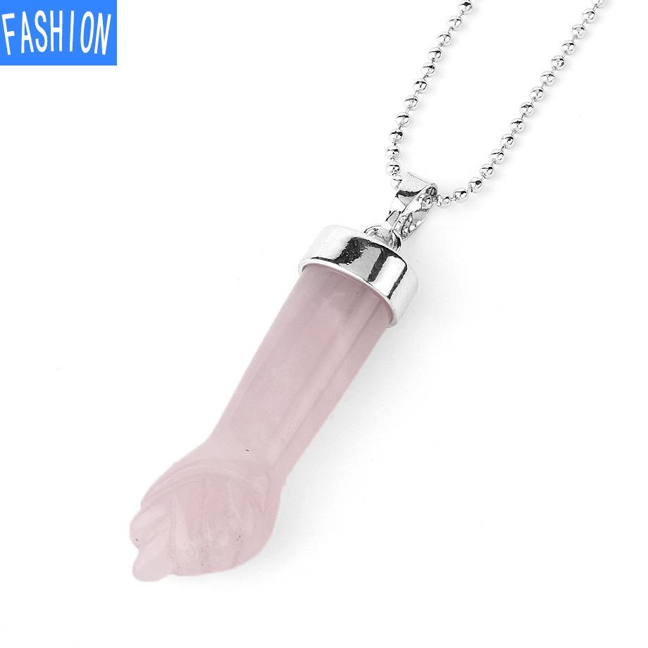 Уникальное европейское и американское персонализированное ожерелье с подвеской из натурального кристалла в виде ладони, оригинальное ожерелье