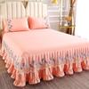 Solid Lace Embroidered Bedspread Mattress Protective Cover Polyester Bed Skirt Anti Slip and Dustproof Flounce Edge Bedsheet