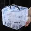 Portable Storage Box  3 Layers 18 Compartments Plastic Clear Organizer Multifunction Empty Box Sewing Tools Jewelry Container