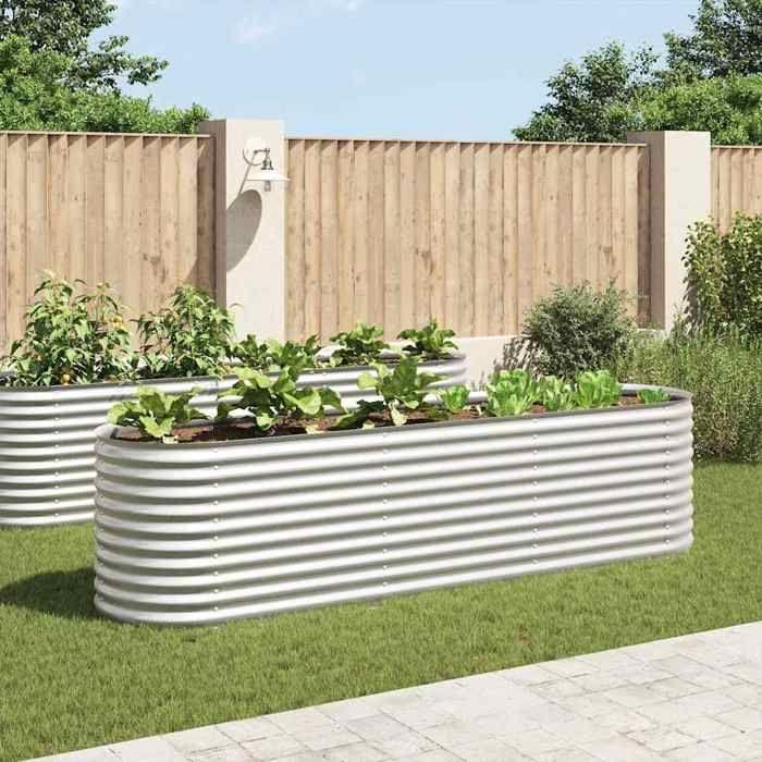 Maison Exclusive - Lit surélevé de jardin 320x80x81 cm Acier galvanisé Argenté