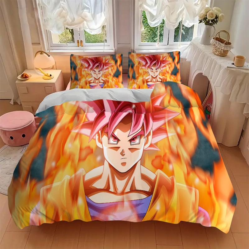 Dragon Ball Z Saiyan Power Print 3Pcs Bedding Setduvet Cover With 2 Bedropillowcase Home Birthday Gift