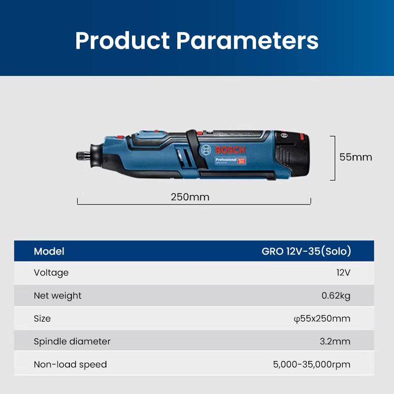 Bosch Аккумуляторная шлифовальная машина GRO 12V-35 Сверхмощное режущее устройство аккумуляторная аккумуляторная шлифовальная машина