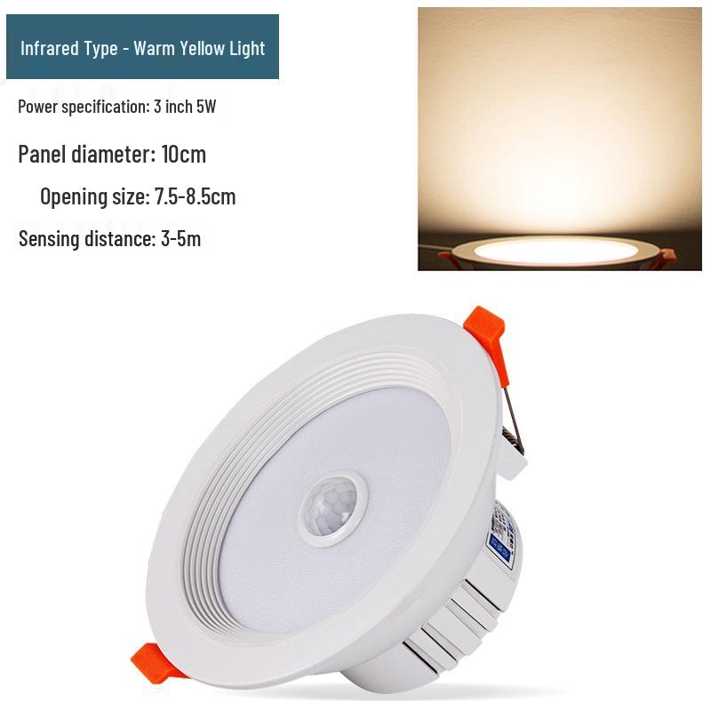 Встраиваемый потолочный светильник с инфракрасным датчиком движения и управлением звуком, потолочный 3-дюймовый, прожектор с вырезом 4 дюйма для проходов.