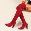 Fashion Women Boot Faux Suede Women Over The Knee Boots Lace Up Sexy High Heels Shoes Woman Female Autumn Solid Slim Thigh High Botas