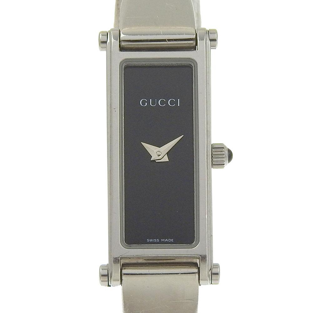 Gucci Часы 1500L черный циферблат нержавеющая сталь кварцевый аналоговый дисплей женские б/у