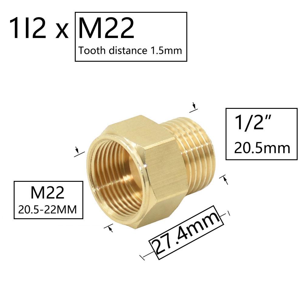 1/2 Inch M14 M18 M22 3/8" Thread Connector Brass Pipe Repair Extension Reducing Coupler Faucet Bubbler Copper Fittings 1pcs