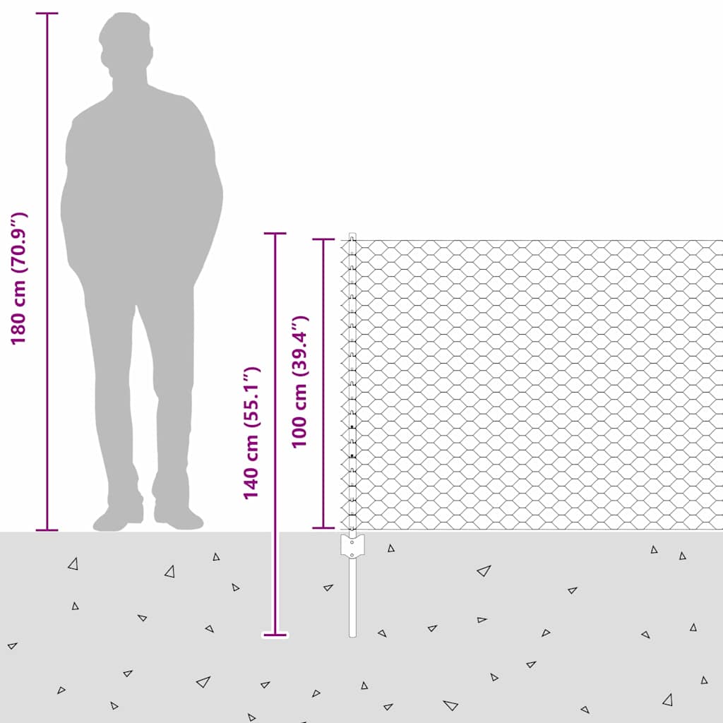 Welded Wire Fence 10 x 1 m (W x H) PVC Coated Steel