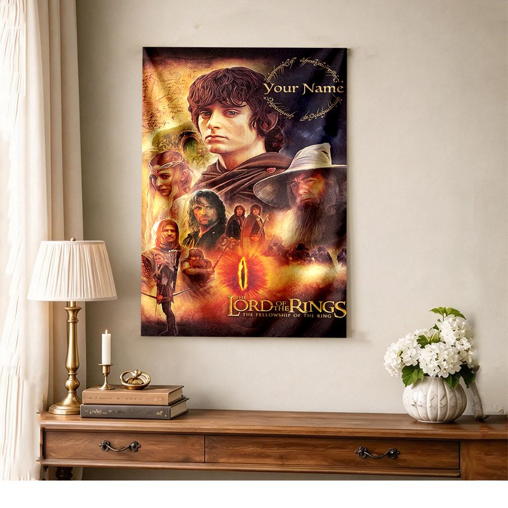 Lord Rings Customize Your Name Tapestry Lightweight Tapestry Non-Fading Color Suitable for Bedroom Wall All-Season Use