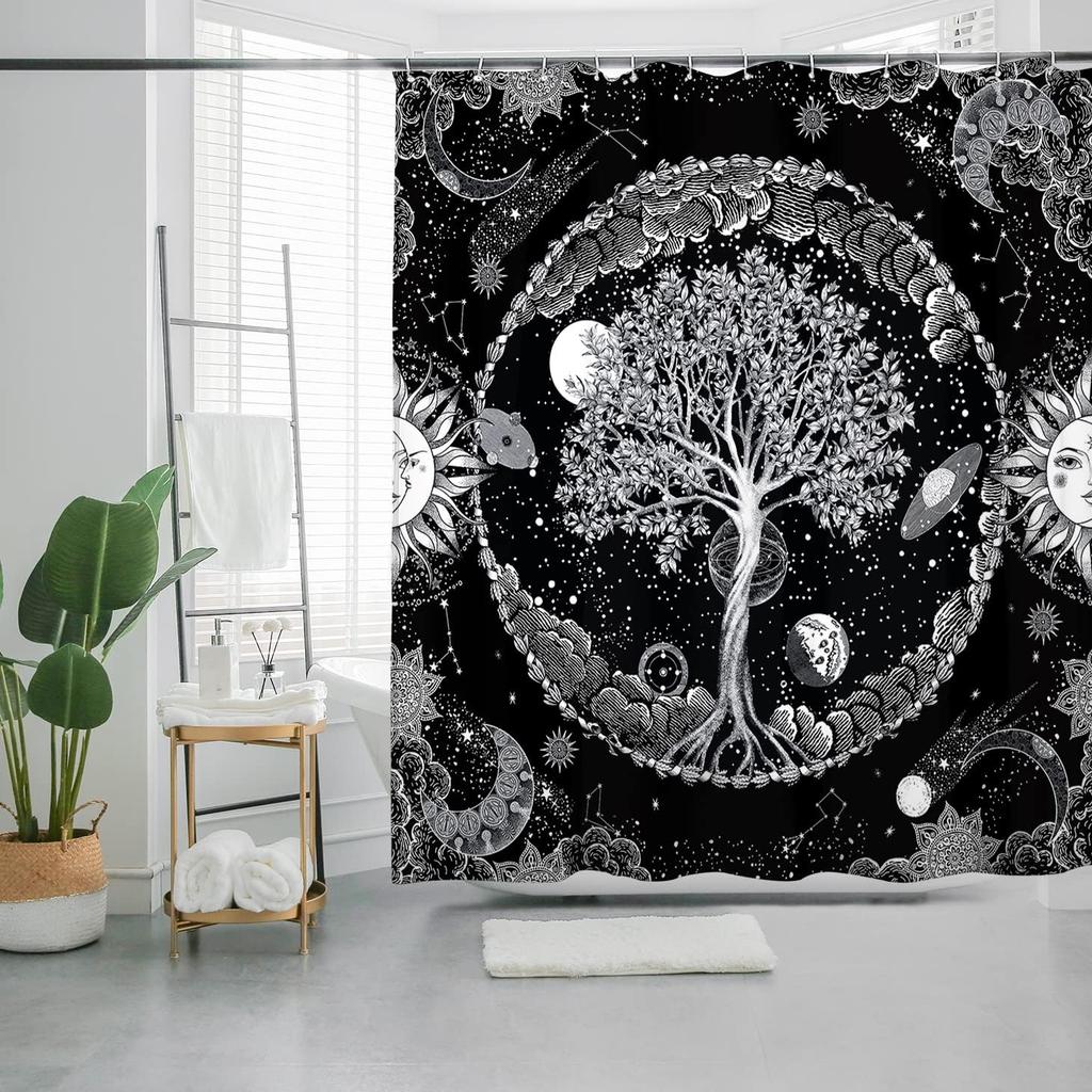 Богемная шторка для душа для ванной комнаты, красочная шторка для душа из полиэстеровой ткани с цветочным принтом для украшения ванной комнаты