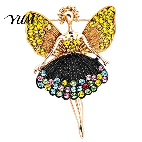Daily Wear Jewelry Sparkling Rhinstone Ballet Fairy Brooch, Winged Dancer Girl Alloy Lapel Brooch Pin Pin, Women Accessories for Suit Dress Coat Scarf