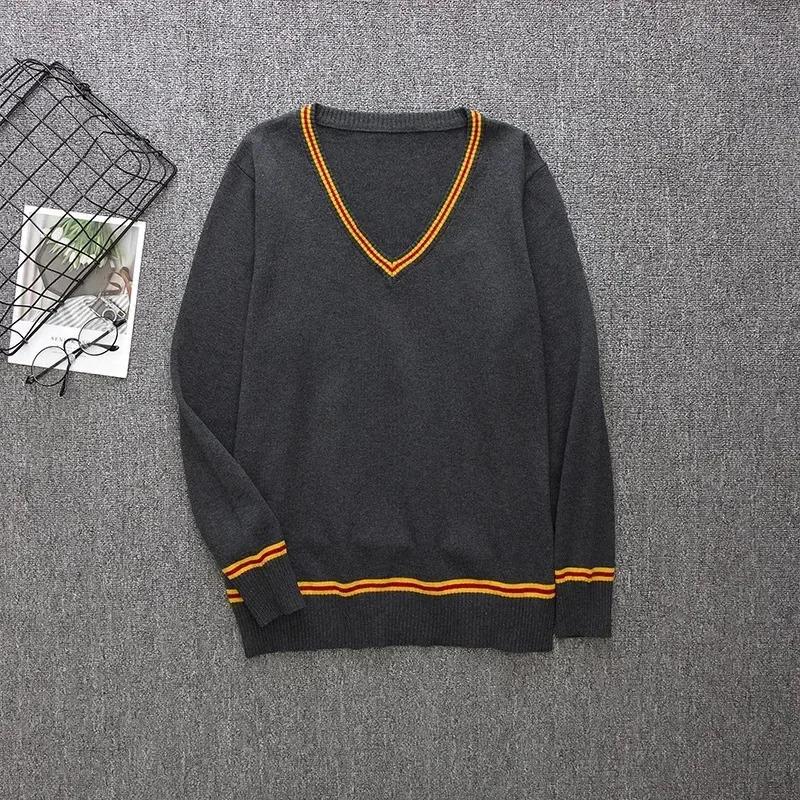 Костюм для косплея Cy Школа магии Хаффлпафф Когтевран Слизерин Волшебник Свитер с V-образным вырезом Униформа Полосатый Хлопок Без рукавов Вязаный
