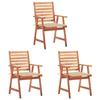 Day and Night - Day and Night Garden Dining Chairs 3 Units Solid Acacia Wood and Cushions