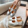Cowhide Version~ Thick-soled Inner Height Increase Mary Jane Shoes Women's 2025 New One-word Buckle Velcro Single Shoes Ballet Shoes