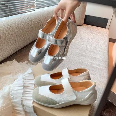 Версия из коровьей кожи~ Мэри Джейн на толстой подошве с внутренней высотой, женские туфли 2025 новая модель, туфли-лодочки на одинарной застежке-липучке, балетки