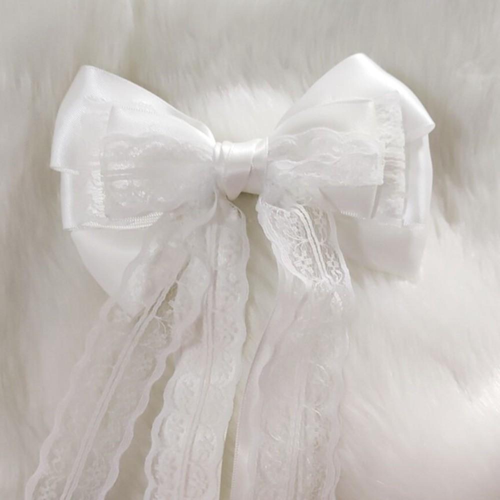 White Girls Hair Ornament Lace Bow Cosplay Headdress Cute Lolita Hair Clip Hair Accessories