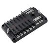 Automotive Marine Boat Fuse Block Waterproof 12 Way with 12 Ground Negative Busbar [100 Amp Max] [ATC/ATO Fuses] [LED Indicator] for Car RV Golf Cart