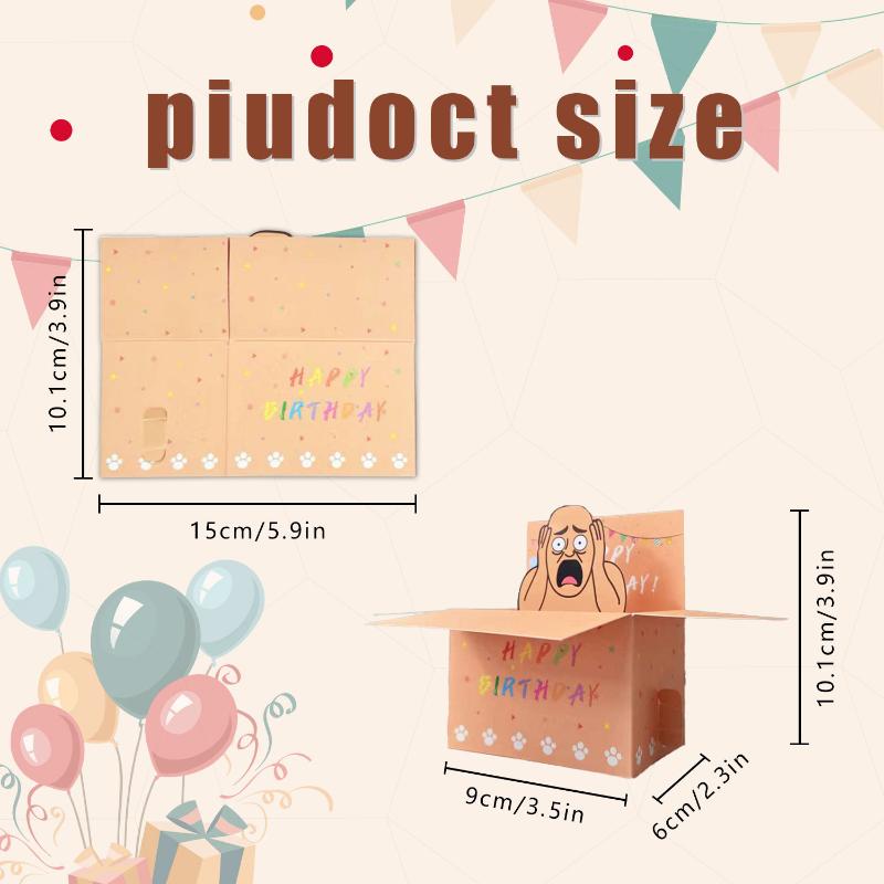 1Pcs Humorous 3D Terrifying Bald Character Design Whimsical Card Hilarious Happy Birthday Card DIY Accessories