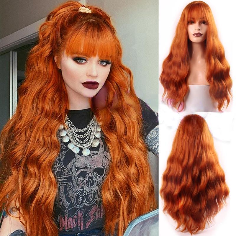 MERISIHAIR Длинный волнистый синтетический парик с челкой для женщин