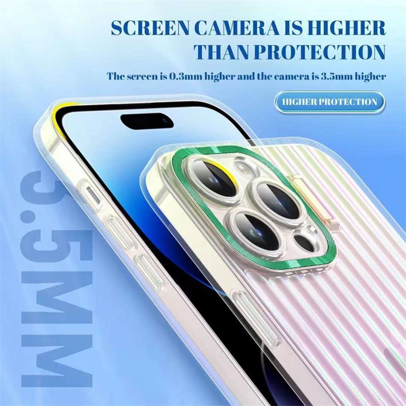 Роскошный красочный чехол для телефона с держателем лазерной линзы для iPhone 14 13 12 Pro Max, прозрачный акриловый противоударный чехол