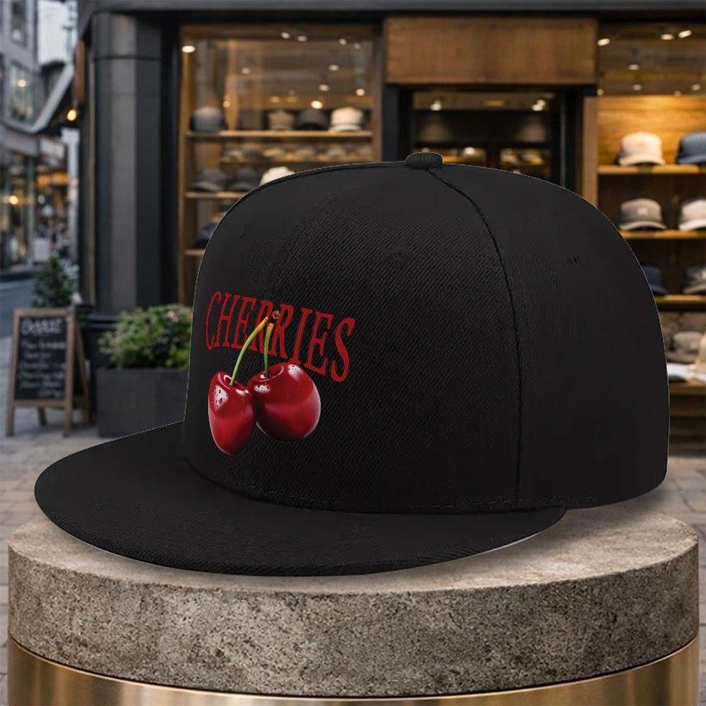 pc Cherry Print Baseball Cap Adjustable Duckbill Hat with Cherry Lightweight Flat Brim Suitable for Golf Travel Mardi Gras