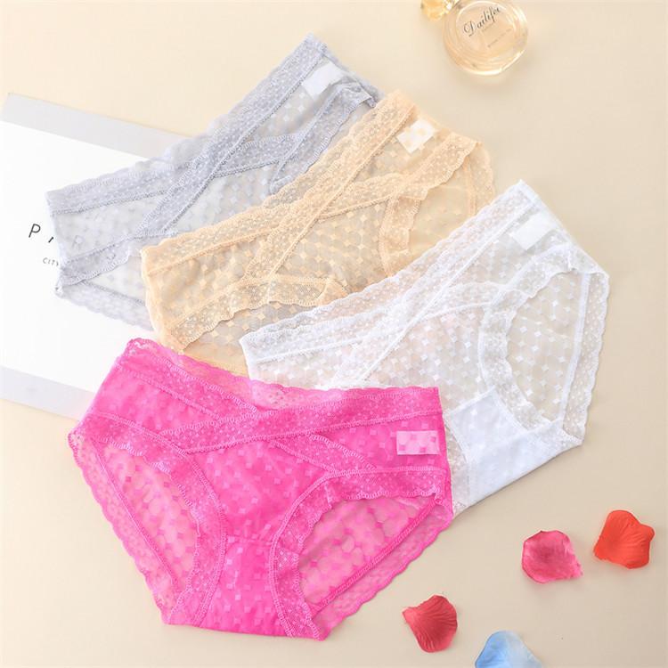 Sexy Underwear Transparent Lace Panties Women's Seamless Low-rise Breathable Briefs for Girls