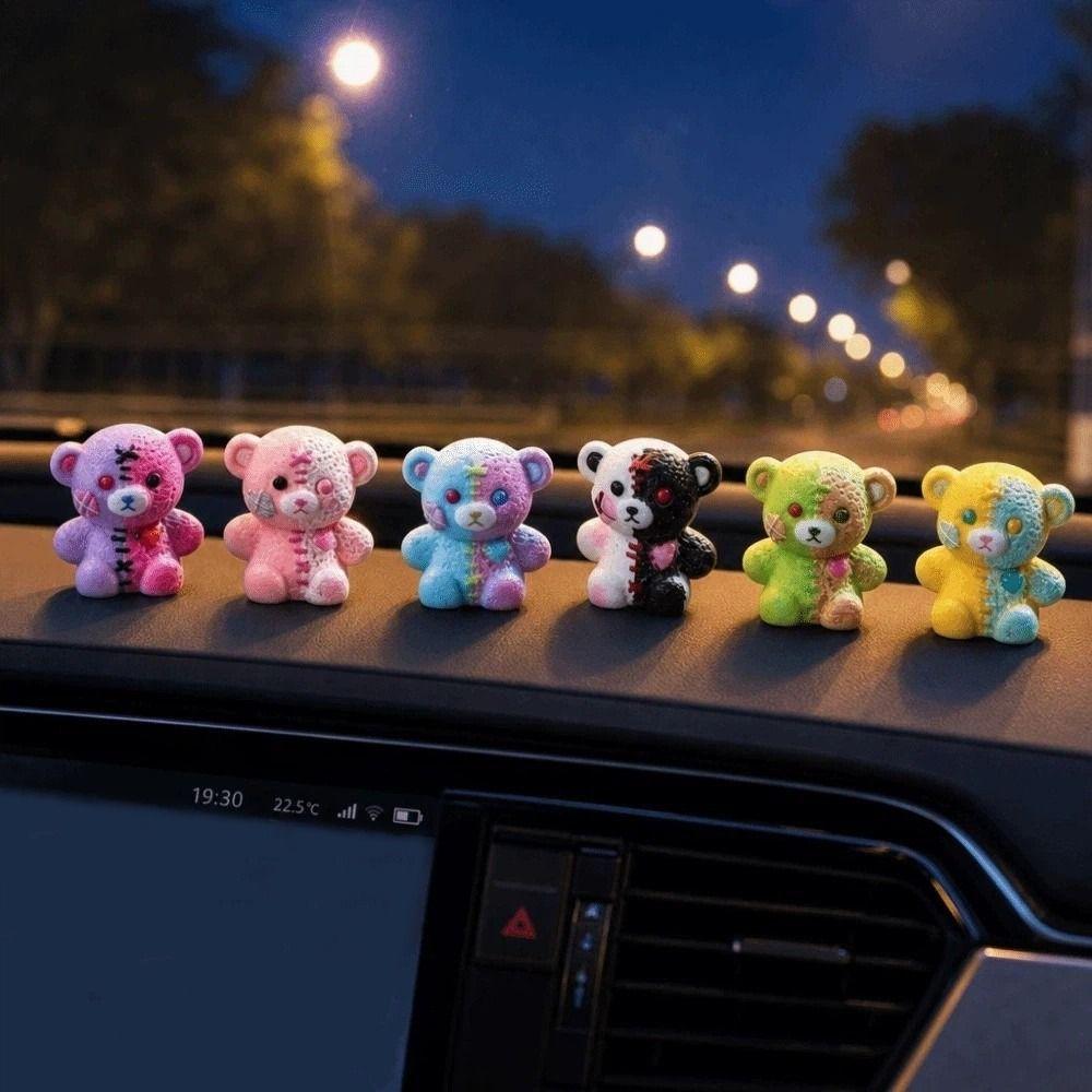 6-piece Resin Gothic Bear Figurines Decorations Bear Ornaments Party Decorations