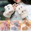 Soft Plush Fingerless Glove Plush Thick Flip Half Finger Gloves Winter Rabbit Fur Knit Mittens