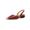 2024 New Summer Fashion Women Shoes Genuine Leather Pointed Toe Women Sandals Chunky Heel Shoes for Women Soft Mid Heel Sandal