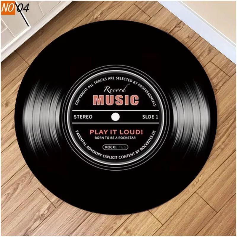 CD Музыкальный Круглый Ковер Декор Гостиной Подростковый Коврик Противоскользящая Подушка на Стул Круглые Ковры для Спальни Ковер с Музыкальным Дизайном