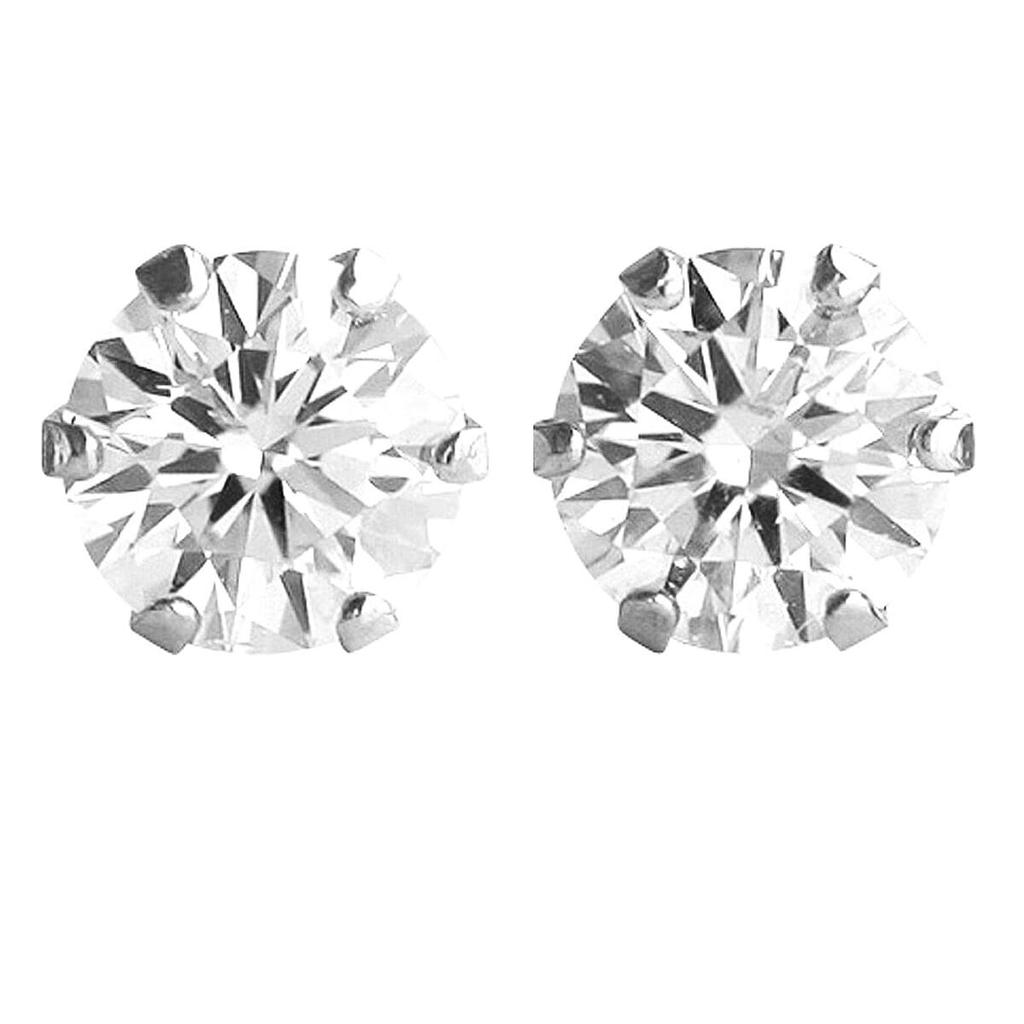 Jewelry PT900 Diamond Earrings G Color SI2 Class Good Cut GGSJ Sorting of Included for Both Ears Platinum 6 Claws [Diamond World] Women's 0.30ct
