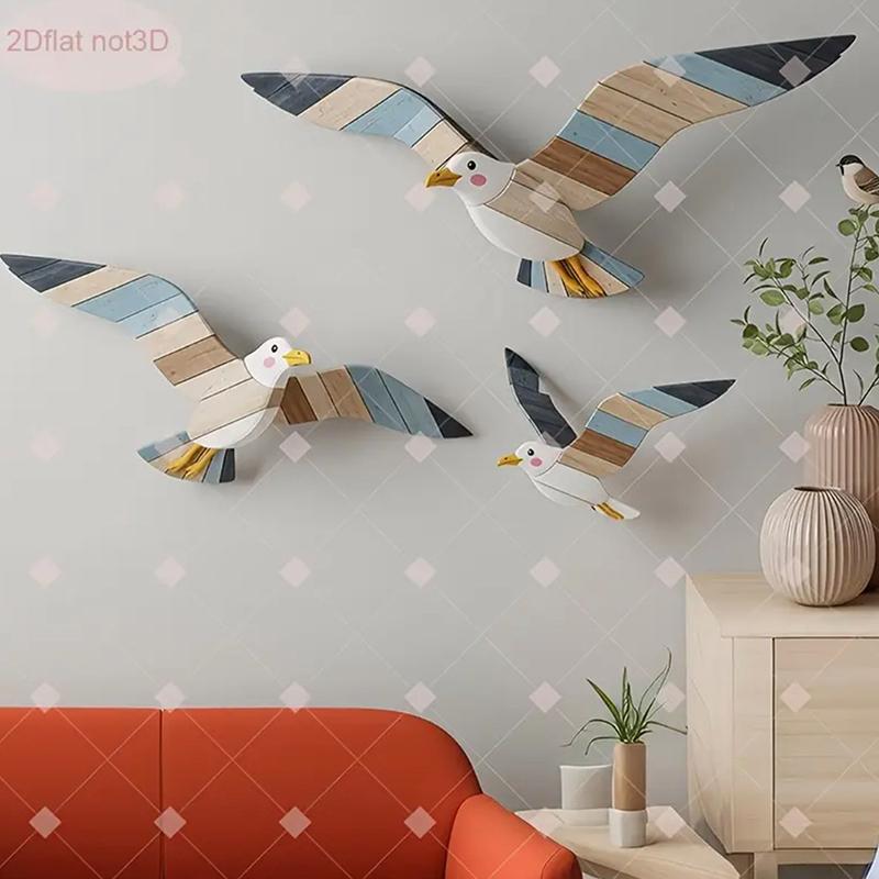 Набор ретро-украшений на стену «Чайки» Деревянное украшение «Чайка» Украшение комнаты Гостиная, Офисные предметы декора Предметы домашнего декора
